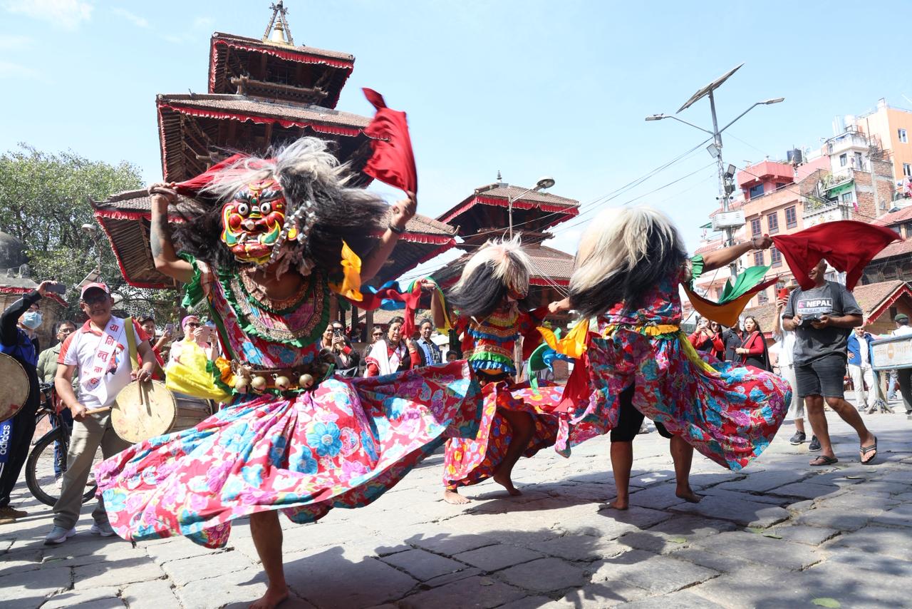 नेपाल सम्वत् ११४६ न्यु दया भिन्तुना र्‍याली बसन्तपुर । तस्वीरः प्रदीप राज वन्त
